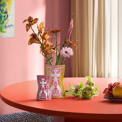 Bjørn Wiinblad Nina vase gul H22 cm