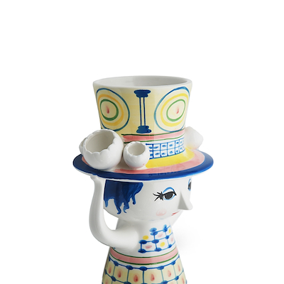 Bjørn Wiinblad Lady with hat vase blå 20,5 cm