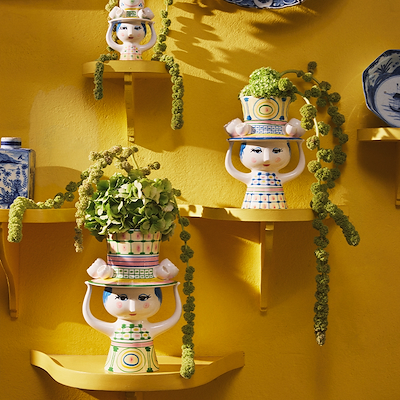 Bjørn Wiinblad Lady with hat vase grøn 24,5 cm