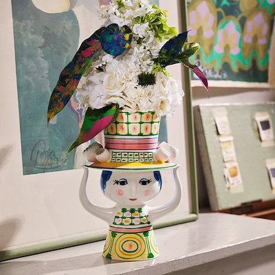 Bjørn Wiinblad Lady with hat vase grøn 24,5 cm