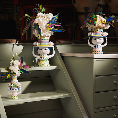 Bjørn Wiinblad Lady with hat vase grøn 24,5 cm