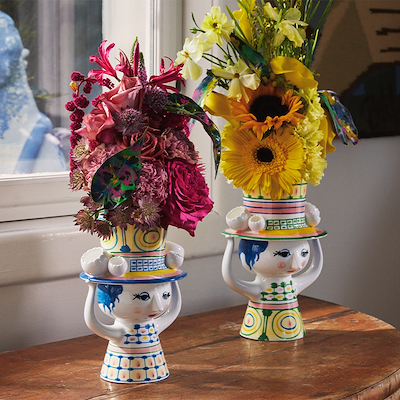 Bjørn Wiinblad Lady with hat vase grøn 24,5 cm