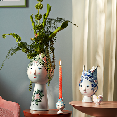 Bjørn Wiinblad Titania vase blå H25 cm