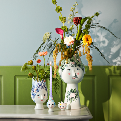 Bjørn Wiinblad Titania vase blå H25 cm