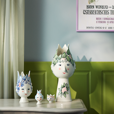 Bjørn Wiinblad Titania vase blå H25 cm