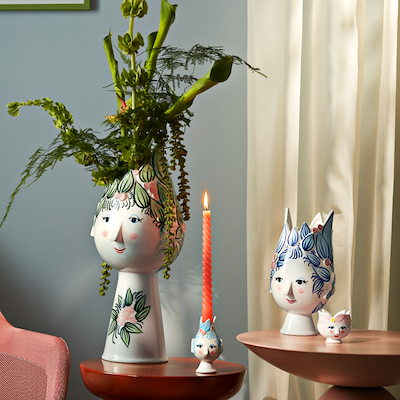 Bjørn Wiinblad Titania lysestage lyseblå H 11,5 cm