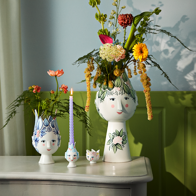 Bjørn Wiinblad Titania lysestage lyseblå H 11,5 cm