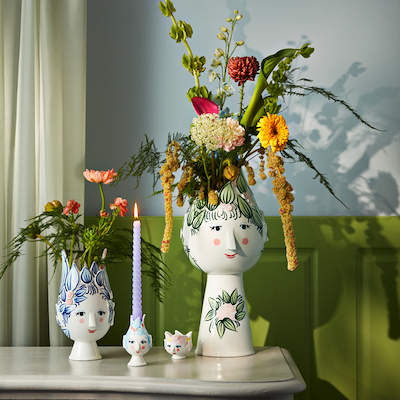 Bjørn Wiinblad Titania lysestage lyseblå H 11,5 cm