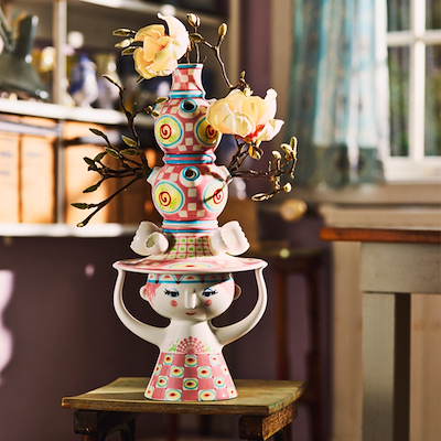 Bjørn Wiinblad Lady with hat vase rosa 50 cm