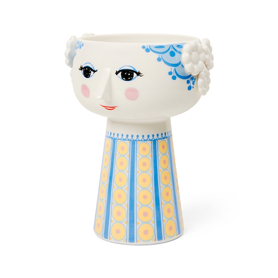 Bjørn Wiinblad Eva vase blå og gul 18,5 cm
