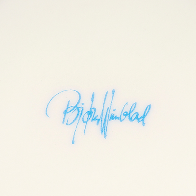 Bjørn Wiinblad Eva vase blå og gul 18,5 cm