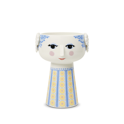 Bjørn Wiinblad Eva vase blå og gul 18,5 cm