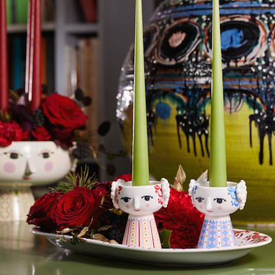 Bjørn Wiinblad Eva lysestage blå 9,5 cm