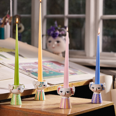 Bjørn Wiinblad Eva lysestage blå 9,5 cm