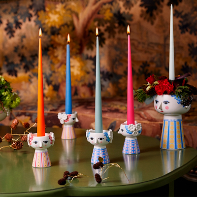 Bjørn Wiinblad Eva lysestage blå 9,5 cm