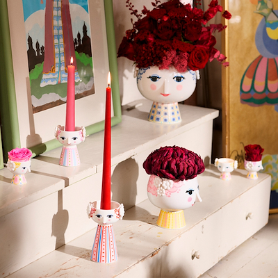 Bjørn Wiinblad Eva lysestage støvet rød 14 cm