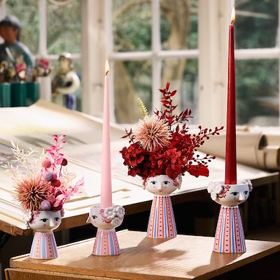 Bjørn Wiinblad Eva lysestage pink 9,5 cm