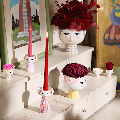 Bjørn Wiinblad Eva lysestage pink 9,5 cm