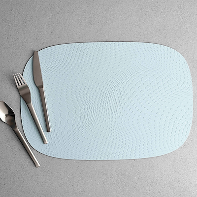 Aida Karim Rashid recycled læder dækkeserviet aqua blå