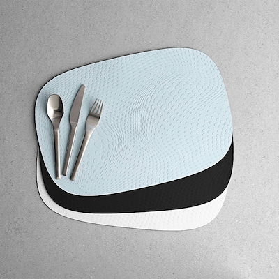 Aida Karim Rashid recycled læder dækkeserviet aqua blå