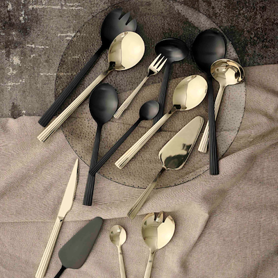 Aida RAW serveringssæt 5 dele champagne guldfarve