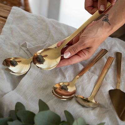 Aida RAW serveringssæt 5 dele champagne guldfarve