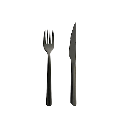 Aida RAW bestiksæt mat sort 8 dele