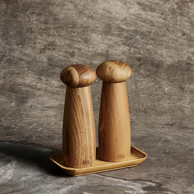 Aida RAW Teaktræ kværnsæt med bakke