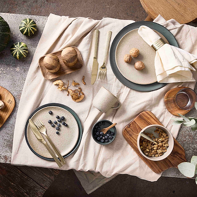 Aida RAW Teaktræ lille keramisk kværnesæt med bakke