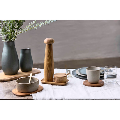 Aida RAW Teaktræ kværnesæt med bakke 3 dele