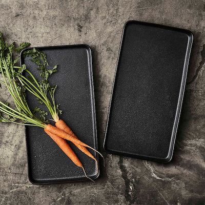 Aida RAW Titanium Black rektangulær fad ovnfast 2 stk