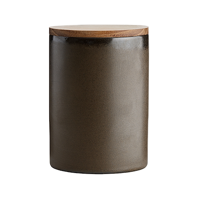 Aida RAW Metallic Brown opbevaringskrukke med teaklåg 15 cm