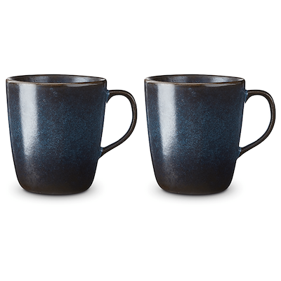 Aida RAW krus med hank 2 stk. Midnight blue 35 cl