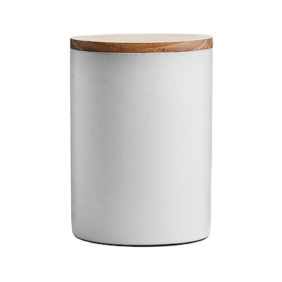 Aida Raw Arctic White opbevaringskrukke med teaklåg