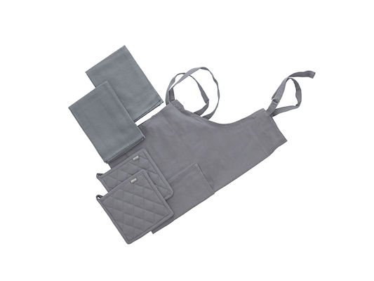 Bastian Luksus køkken tekstilsæt 5 dele lysegrå