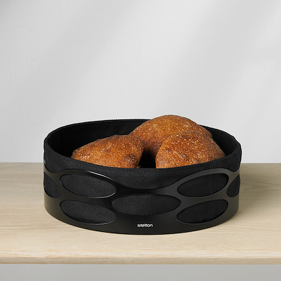 Stelton Embrace brødkurv mat black/black Ø23 cm