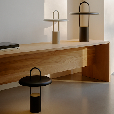 Stelton Pier portable LED lampe sand H33,5 cm