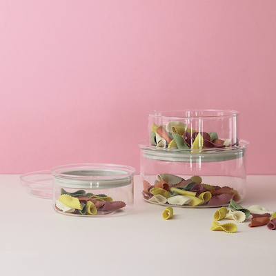 RIG-TIG STORE-IT opbevaringsglas med låg grå 1,2 liter