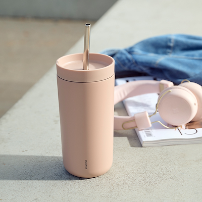 Stelton To Go Sip termokop med sugerør lyng 0,4 liter