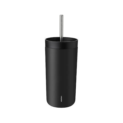 Stelton To Go Sip termokop med sugerør sort 0,4 liter