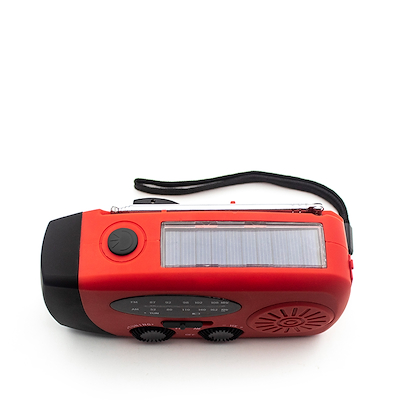 United FM nødradio med solcellepanel, powerbank og håndsving