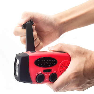 United FM nødradio med solcellepanel, powerbank og håndsving