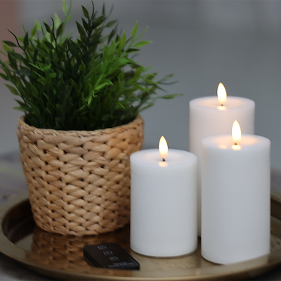 Cozzy LED bloklys med fjernbetjening indendørs hvid 3 stk.