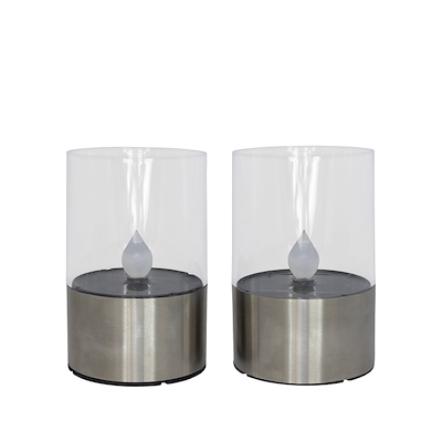 Cozzy solcelle bordlampe stål 2 stk. Ø7,5xH11 cm