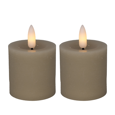 Cozzy LED bloklys Ø4,8 x H5 cm 2 stk. sand