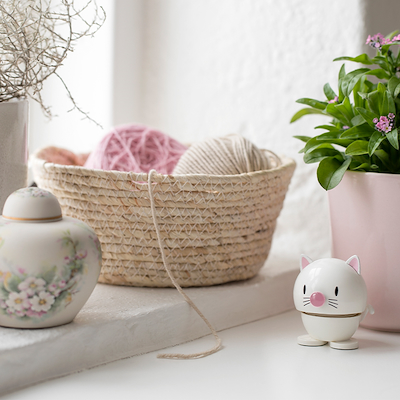 Hoptimist Kat figur hvid H 7,3 cm