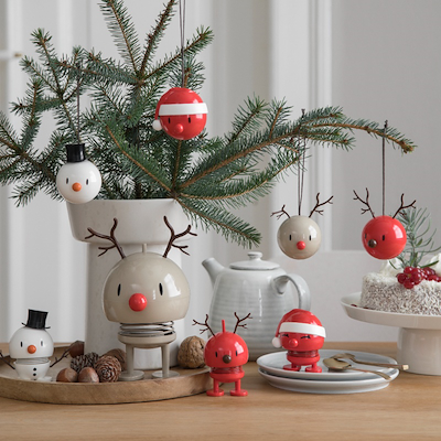 Hoptimist snemand juleophæng hvid 2 stk.