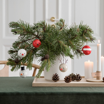 Hoptimist snemand juleophæng hvid 2 stk.