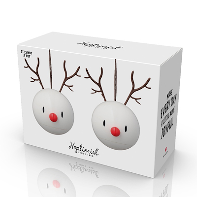Hoptimist rensdyr juleophæng hvid 2 stk.