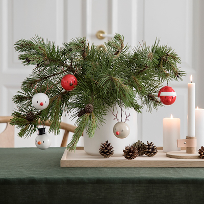 Hoptimist rensdyr juleophæng hvid 2 stk.